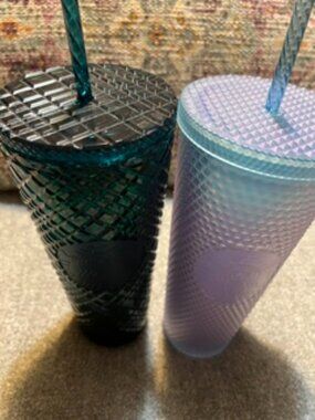 NWT Two Starbucks 24oz. Tumbler/Cups in Iridescent Green & Ombre Lt. Blue/purple